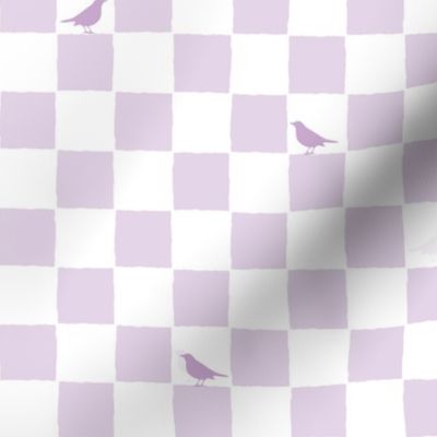 checks and birds in lilac