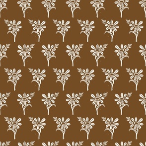 Linocut Budding Floral Md |Brown