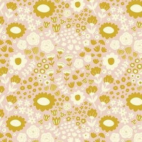 In the Floral Meadow - Mustard & Pinks, Small