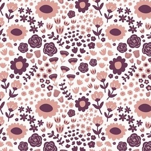 In the Floral Meadow - Maroon, Small