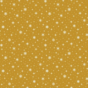 Snowflakes on a Starry Night Mustard