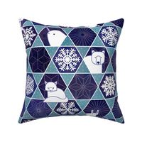 Snowflakes and Arctic Animals- Navy Blue and Turquoise Large