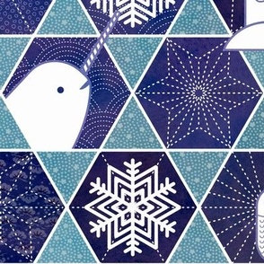 Snowflakes and Arctic Animals- Navy Blue and Turquoise Large