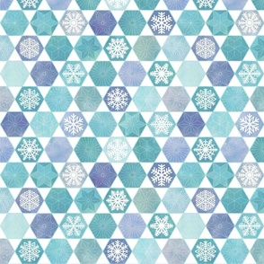 Sashiko Snowflakes - Winter Patchwork- Geometric- Turquoise and Indigo Blue Small Scale- Kids Face Mask