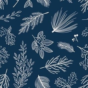 Midnight winter floral lines 