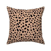 Messy dalmatian spots boho style animal print cheetah spots and dots black on caramel beige