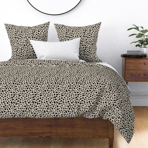 Messy dalmatian spots boho style animal print cheetah spots and dots black on moody mist gray