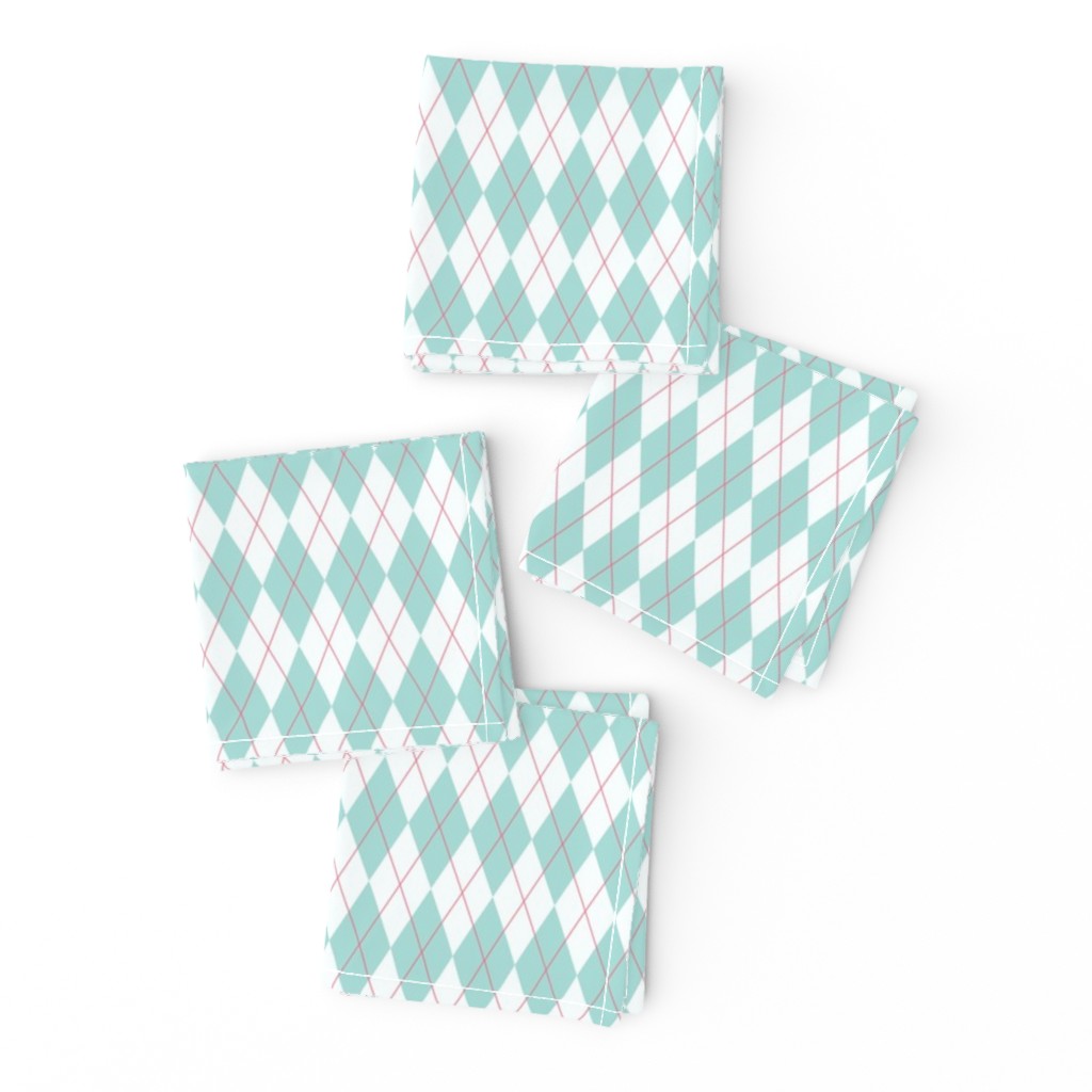 Preppy Argyle, Aqua & White