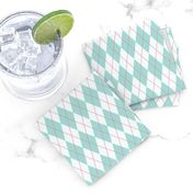 Preppy Argyle, Aqua & White