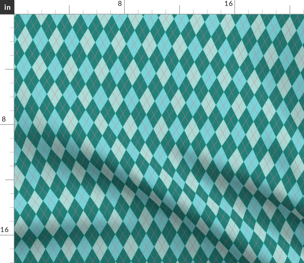 Preppy Argyle, Teal Tones