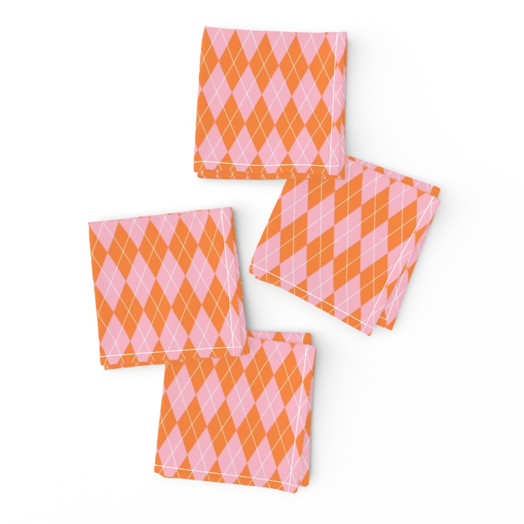 Tropical Argyle, Orange & Pink