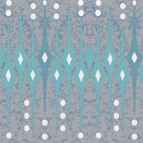 Funky Boho Icicles - Abstract  Mid Century - On Denim Blue - Coordinate On Crackled Grey