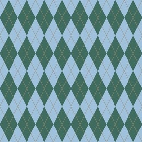 Woodsy Argyle, Pine and Sky Blue