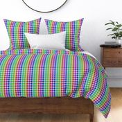 Rainbow and White Houndstooth Plaid