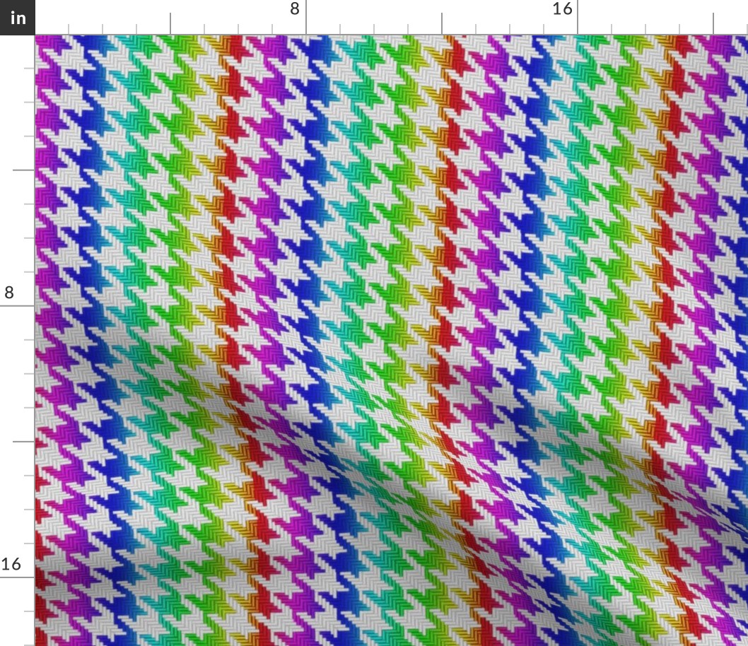 Rainbow and White Houndstooth Plaid