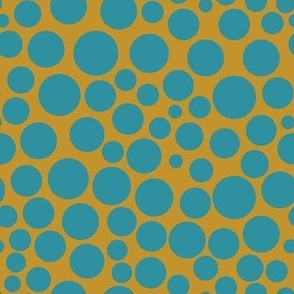 Lagoon and Mustard Irregular Polka Dots