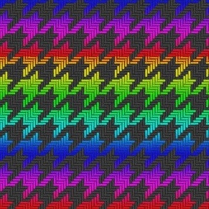 Rainbow and Black Houndstooth Plaid Railroaded