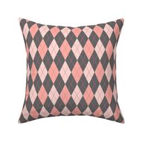 Preppy Argyle Pink and Grey 3” Tall