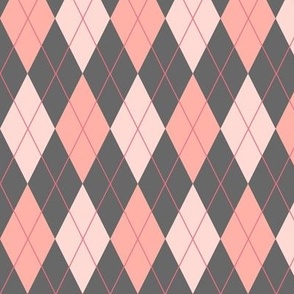 Preppy Argyle Pink and Grey 3” Tall