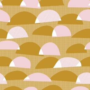 modern shapes in pink and mustard