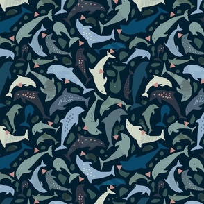 Dolphins in the night - medium | Blue  ©designsbyroochita
