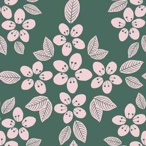Pine and Cotton Candy Cherry Blossom Floral Wallpaper