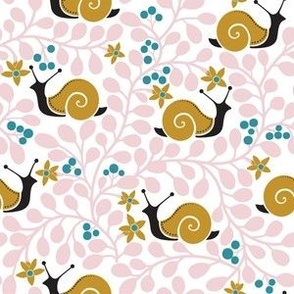MUSTARD SNAILS ON WHITE WITH COTTON CANDY FOLIAGE-01