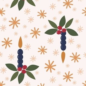339 - Large Christmas Candle with Holly and Stars - 100 Pattern Project -  two directional for home decor and soft furnishings
