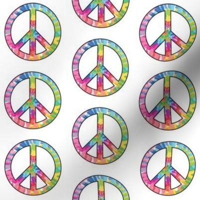 tie dye peace signs with black outline