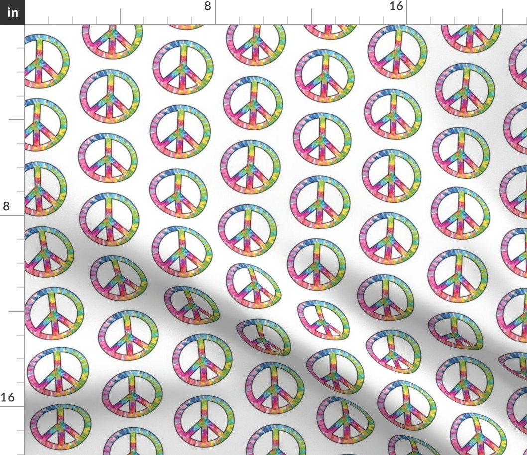 tie dye peace signs with black outline