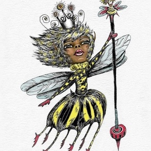 custom order, African American black queen bee of color, jumbo large scale,  paper background, jumbo large scale