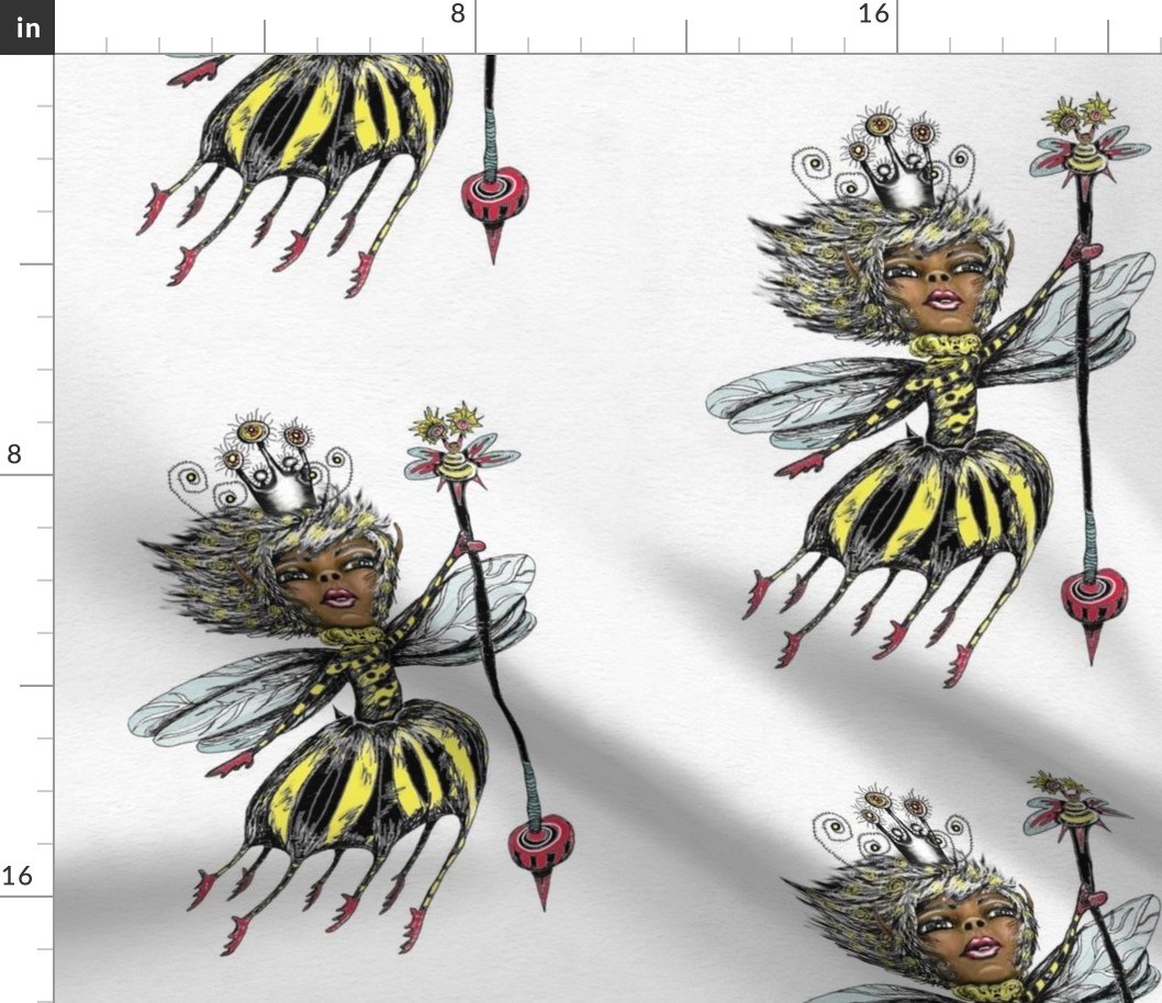 custom order, African American black queen bee of color, jumbo large scale,  paper background, jumbo large scale