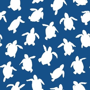 Sea Turtles - white on blue