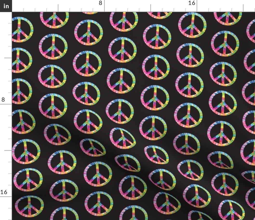 tie dye peace signs on black