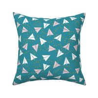 Paper Air Planes in Teal by ArtfulFreddy