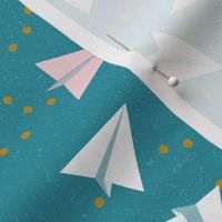 Paper Air Planes in Teal by ArtfulFreddy