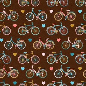 Busy Bicycles on Chocolate Brown