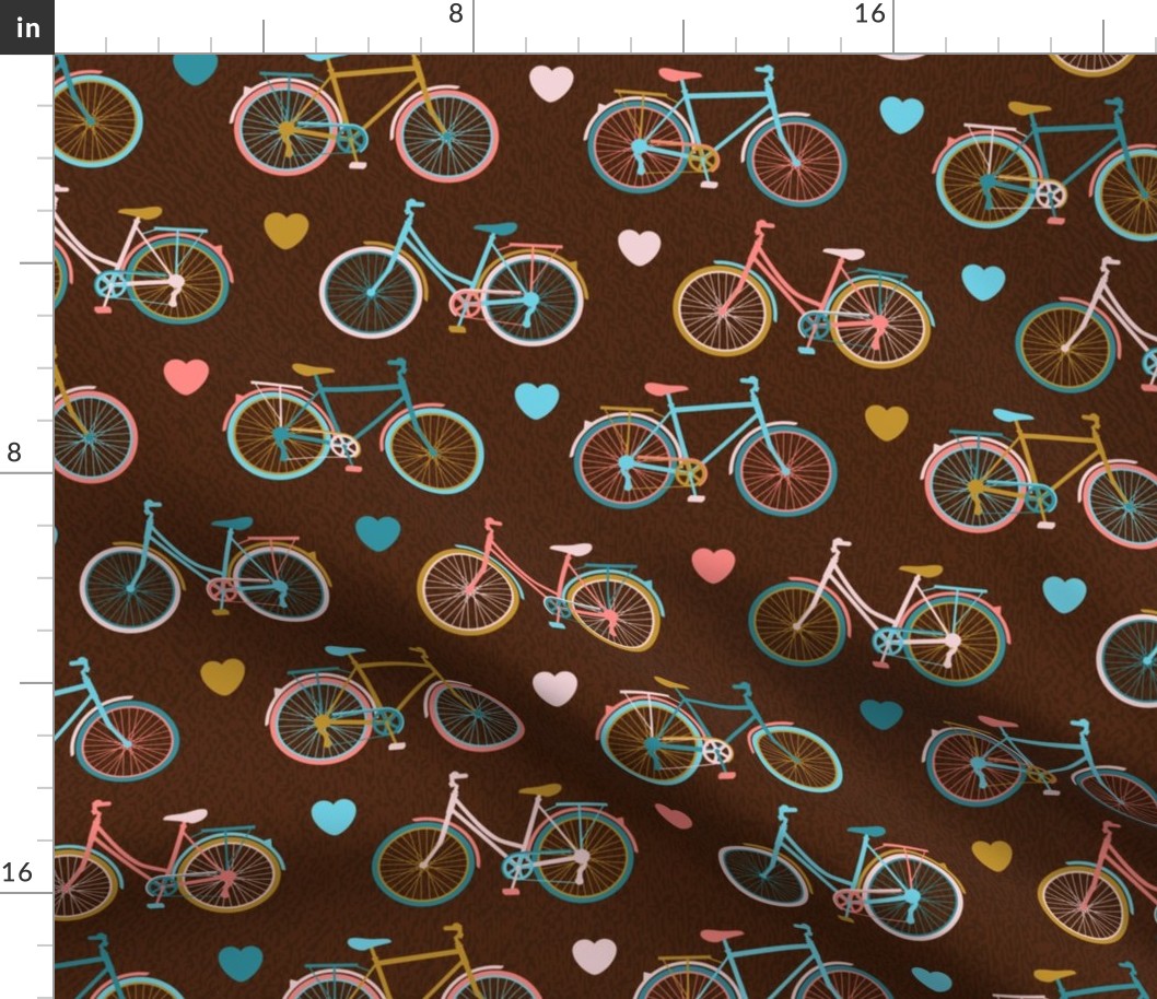 Busy Bicycles on Chocolate Brown