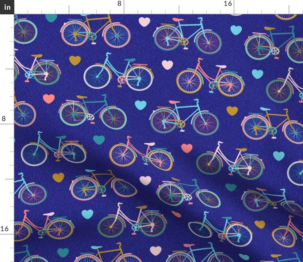 Busy Bicycles on Bright Blue