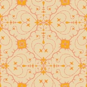 Folk Embroidery Eclectic - Papaya Marigold Sand