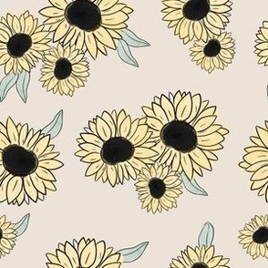 retro sunflowers on beige [15]