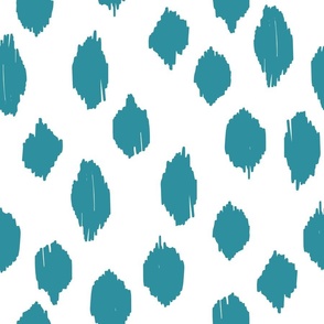 GIANT freehand scribble spot ikat - lagoon teal & white