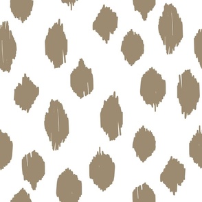 GIANT freehand scribble spot ikat - mushroom brown & white