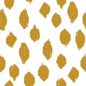 GIANT freehand scribble spot ikat - mustard gold & white