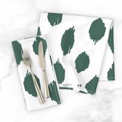 Giant freehand scribble spot ikat - pine green & white