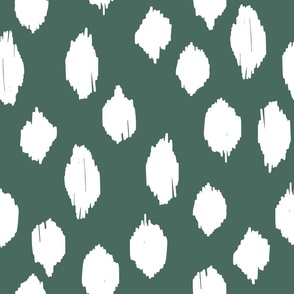 GIant freehand scribble spot ikat - pine green