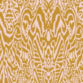 freehand scribble messy heart ikat -  cotton candy pink and mustard gold