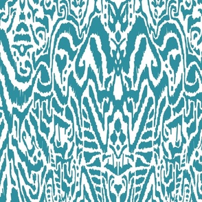 freehand scribble messy heart ikat - lagoon teal