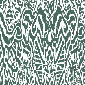 freehand scribble messy heart ikat - pine green