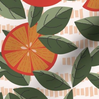 340 - Jumbo scale juicy oranges and foliage - 100 Pattern Project: for home décor, soft furnishings and dining linen.